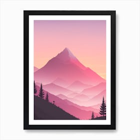 Misty Mountains Vertical Background In Pink Tone 54 Art Print