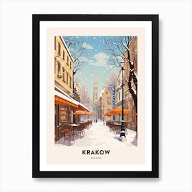 Vintage Winter Travel Poster Krakow Poland 1 Art Print