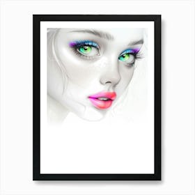 Woman Face Beautiful Illustration Art 02 Art Print