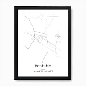 Borshchiv,Ukraine Minimalist Map Art Print