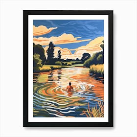 Wild Swimming At River Waveney Suffolk 3 Art Print