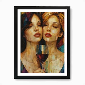 Two Women Drinking Wine 8 Art Print