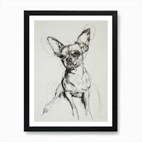 Chihuahua Dog Charcoal Line 2 Art Print