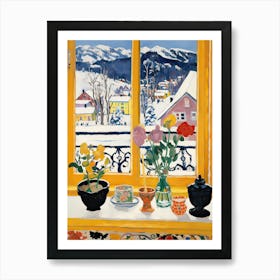 The Windowsill Of Banff   Canada Snow Inspired By Matisse 3 Art Print