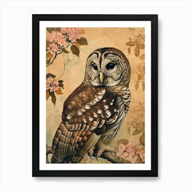 Barred Owl Japanese Painting 3 Art Print