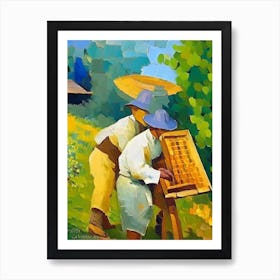 Beekeeper And Beehive Painting Art Print