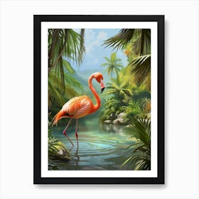Greater Flamingo Caribbean Islands Tropical Illustration 7 Art Print