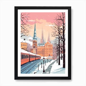 Vintage Winter Travel Illustration Zurich Switzerland 5 Art Print