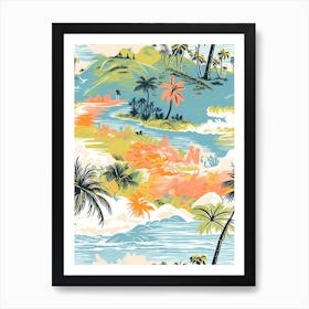 Bora Bora In French Polynesia, Inspired Travel Pattern 3 Art Print