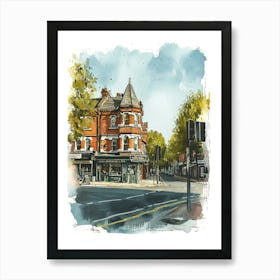 Hounslow London Borough   Street Watercolour 3 Art Print