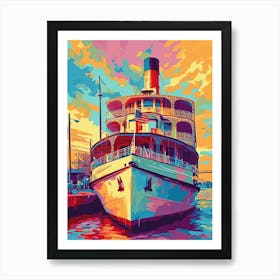 Steamboat Natchez Retro Pop Art 2 Art Print