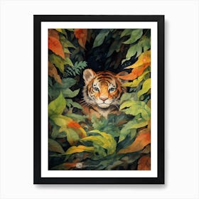 Tiger In The Jungle Watercolour 1 Art Print