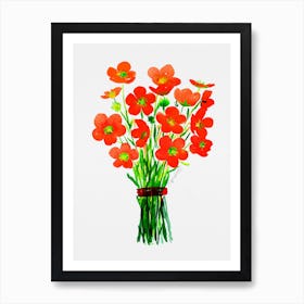 Red Poppies watercolor artwork Art Print