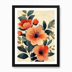 Red And Orange Flowers Art Print