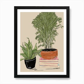 Books and plants Art Print