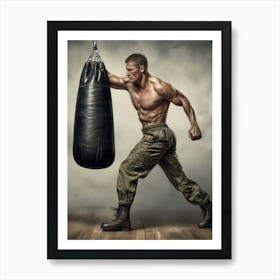 Boxer Punching Bag Art Print