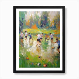 Football Soccer In The Style Of Monet 3 Art Print