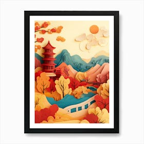 Beautiful Landscape Paper Craft Style 1 Art Print