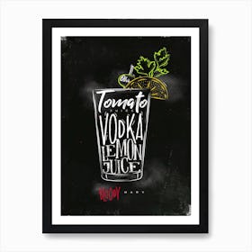 Bloody Mary Chalk Cocktail Art Print