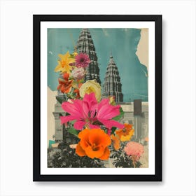 Bangkok   Floral Retro Collage Style 4 Art Print
