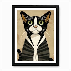 Black And White Cat 22 Art Print