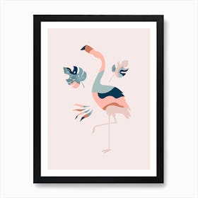 Flamingo in Pink Animal  Art Print