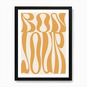 Retro Bonjour - Yellow Art Print