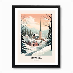 Vintage Winter Travel Poster Bavaria Germany 2 Art Print