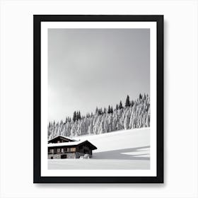 Madonna Di Campiglio, Italy Black And White Skiing Poster Art Print