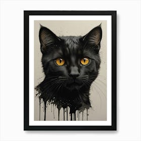 Black Cat With Yellow Eyes 1 Art Print