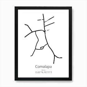 Comalapa,Mexico Minimalist Map Art Print