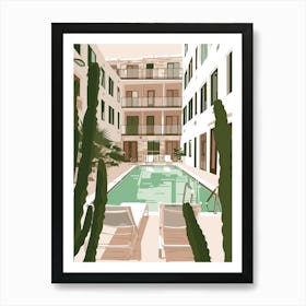 Cactus Swimming Pool Art Print