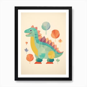 Colourful Dinosaur Nodosaurus 3 Art Print