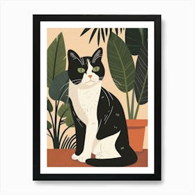 Black And White Cat 18 Art Print