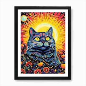 Galactic Glow, Psychedelic Cats series Art Print