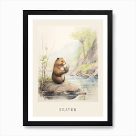 Beatrix Potter Inspired  Animal Watercolour Beaver 2 Art Print