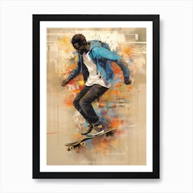 Skateboarding In London, United Kingdom Drawing 2 Art Print