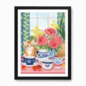 Animals Having Tea   Cat Kittens 0 Art Print