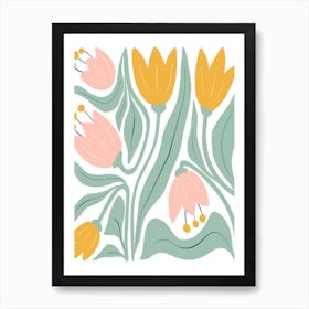 Tulips Matisse Style Boho Botanical Art Print