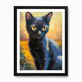 Black Cat Fine Art Oil Painting Art Print