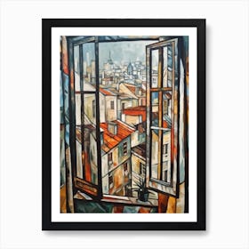 Window View Of San Francisco Of In The Style Of Cubism 2 Art Print