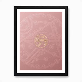 Geometric Gold Glyph on Circle Array in Pink Embossed Paper n.0050 Art Print