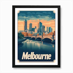 Aihrgdesign A Retro Travel Poster For Melbourne Featuring The Cac98e4a 56f6 42b0 B50c 64c267869954 1 Art Print