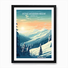 Poster Of Stowe Mountain Resort   Vermont, Usa, Ski Resort Illustration 0 Art Print