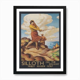 Silloth On The Solway,England Woman Golfer Vintage Poster Art Print