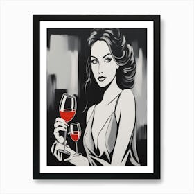 Woman With Wine Glass Art Print