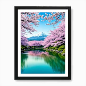 Cherry Blossoms In Japan Cherry Blossoms Mount Fuji Japan Art Print