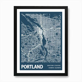 Portland Blueprint City Map 1 Art Print