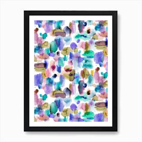 Spring Watercolor Blue Pink Gold Art Print