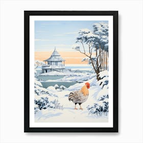 Winter Bird Painting Chicken 4 Art Print